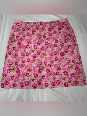 Vintage Lilly Pulitzer Skirt 12 Pink “Happy Snails” Cotton Resort Preppy Classic